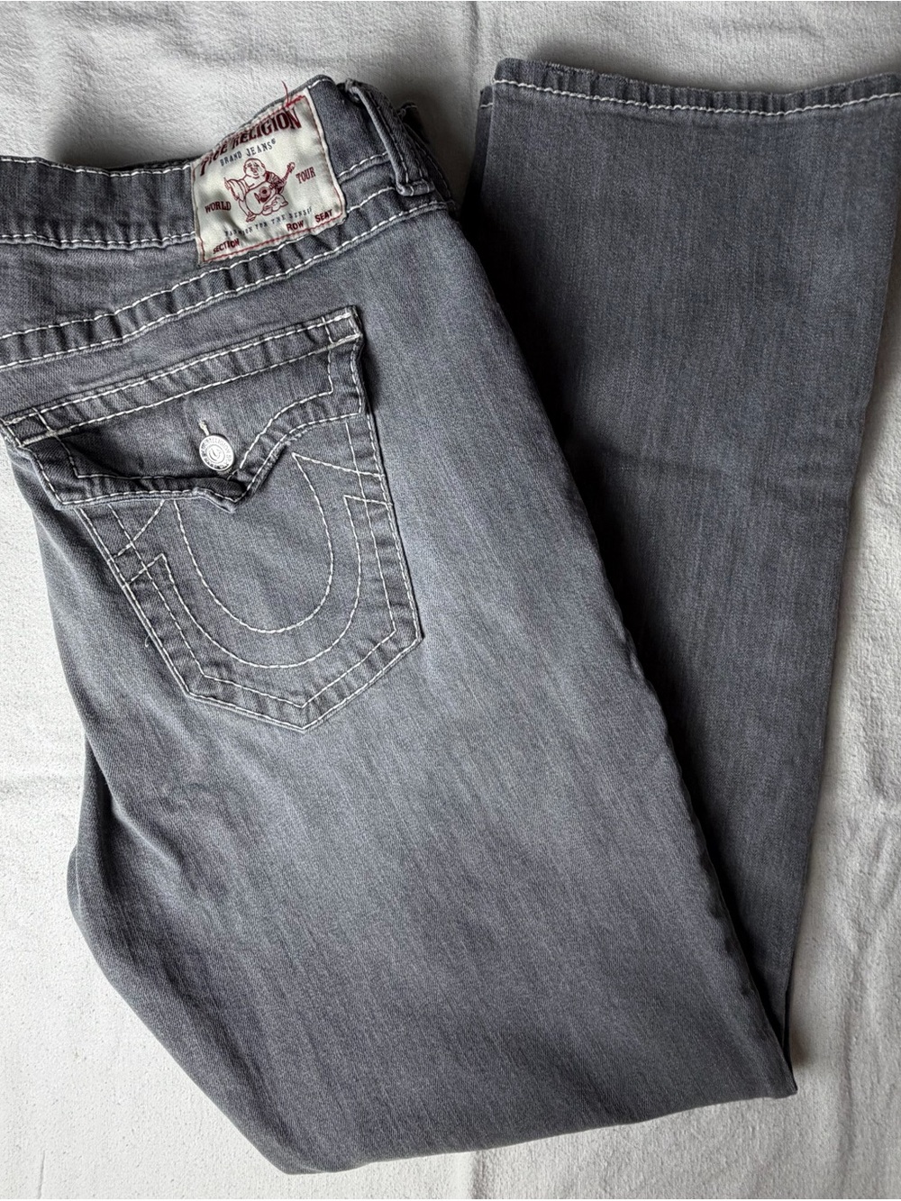 True Religion Men’s Gray Ricky Relaxed Straight Jeans For Men’s Size 38X33